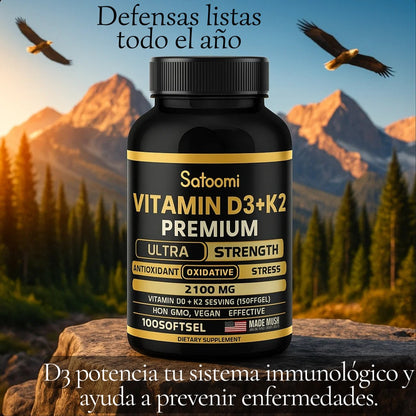 Vitamina D3 + k2 Premium Satoomi x 100 cápsulas